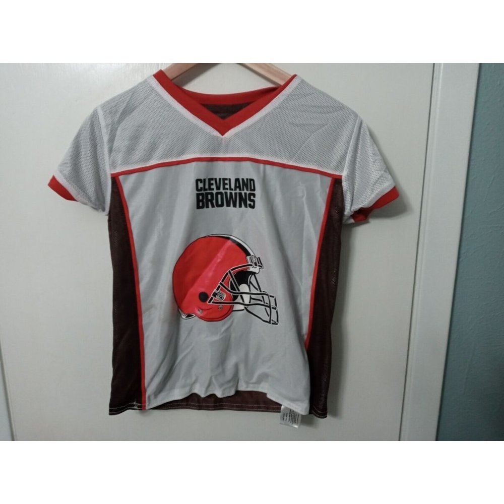 Cleveland Browns Youth Reversible Flag Football Jersey Medium Brown White Cute